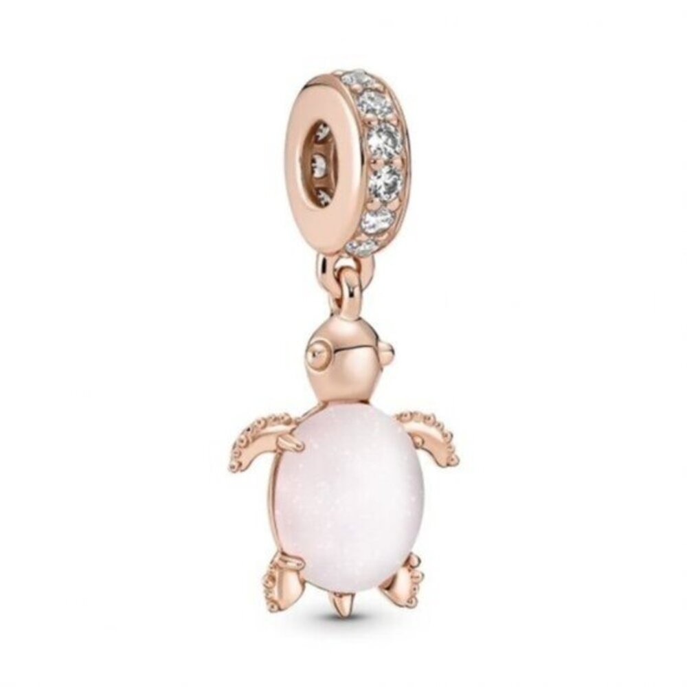 Pandora Murano Glass Pink Sea Turtle Dangle Charm